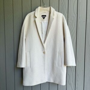 Massimo Dutti Cotton Overcoat Basket Weave Single Button Coat Women - L